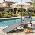 thumbnail image 2 of Gymax Portable Beach Chaise Lounge Chair with Detachable Pillow - Set of 1, Grey, 2 of 10