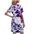 thumbnail image 4 of Pisexur Robe à Manches Courtes Col Rond Mode Femmes Été Manches Courtes Décontractée Robe Col Rond Confort Ample Ameublement Maison Couleur Col en V Plissé Polyvalente Robe Slim Femmes en Solde, 4 of 4