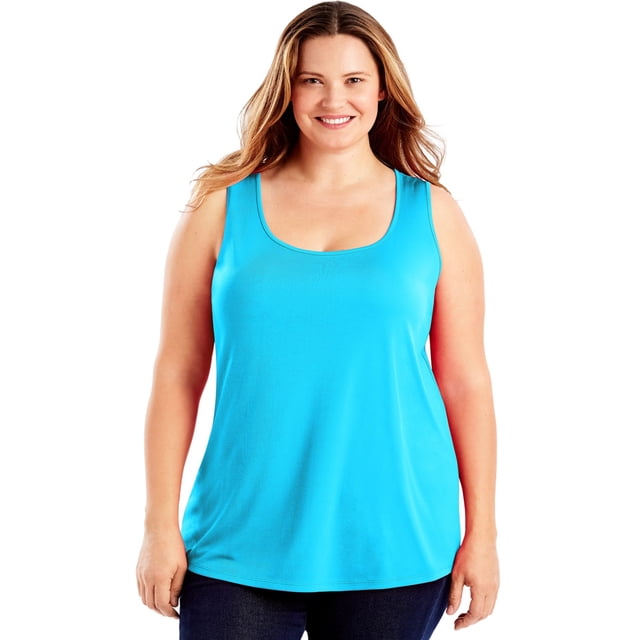 Just My Size Womens Cool DRI Scoop-Neck Tank Top, 2X, Process Blue
