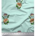thumbnail image 1 of Soimoi Poly Georgette Fabric Leaves & Floral Block Printed Fabric 1 Yard 52 Inch Wide, 1 of 3