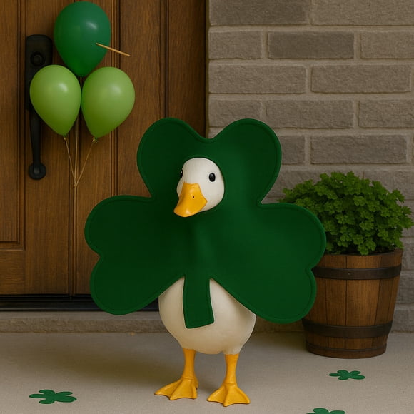 Tyidzon St. Patrick's Day Shamrocks Porch Gooses Outfit 3-Leaf Clovers Costumes For 23in Yard Geese