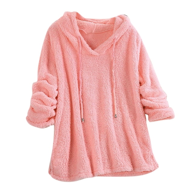 Kcodviy Femmes Décontracté Uni Peluche Chandail à Capuche pour Femmes Chandail à Capuche Manches Longues Chandails Minces Chandails à Capuche pour Femmes Blouse Hauts