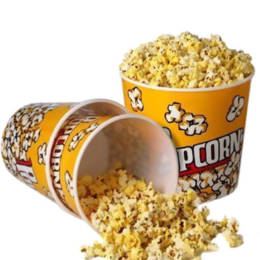 Novelty Place Contenants de Maïs Soufflé en Plastique Style Rétro pour Soirée Cinéma - 7,25 Pouces de Haut x 7,25 Pouces de Diamètre Supérieur (Lot de 6)