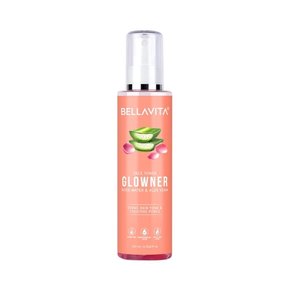 Bella Vita Glowner Tonifiant pour le Visage Biologique, Sans Alcool, Eau de Rose 200 ml