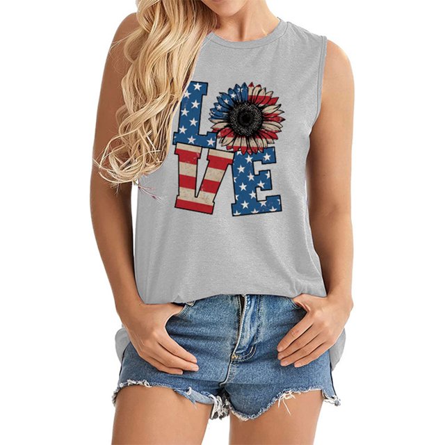 LSLJS Débardeurs à Col Rond pour Femmes Mode Femmes Décontracté Col Rond Imprimé de Lettres Manches Courtes T-Shirt Gilet Blouse Hauts