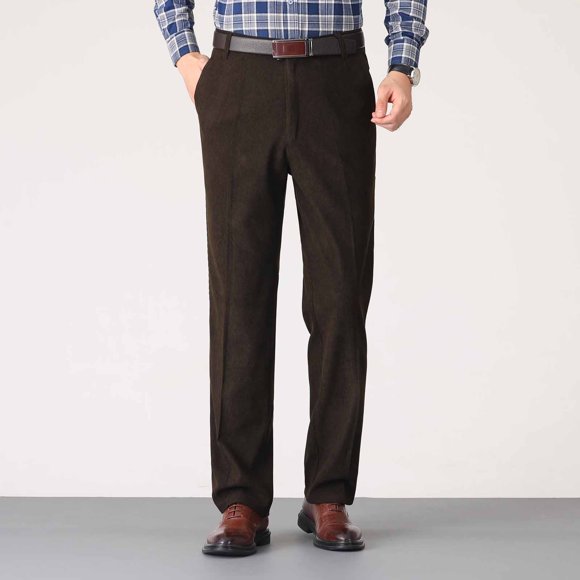 Weiqiqre Mens Dress Pants Corduroy Solid Color Slim Fit Pant Stretchy Casual Straight Suit Button Pants with Pocket,Size 6XL