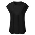 thumbnail image 3 of matoen T-shirt à Manches Courtes pour Femmes, Mode Décontractée Quotidienne, Col Rond, Couleur Unie, Coupe Ample, Blouse Basique, 3 of 4
