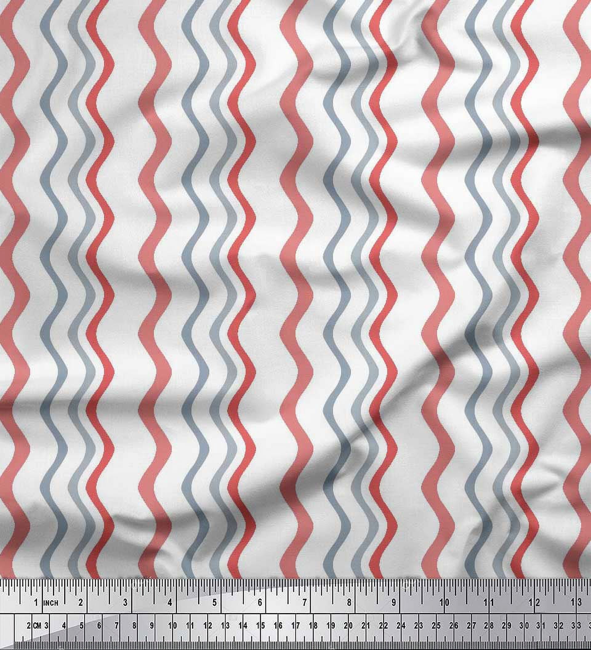 Soimoi Silk Fabric Waves Artistic Print Fabric by Yard 42 Inch Wide