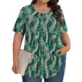 thumbnail image 2 of DDAPJ pyju Hauts Boho pour Femmes Grande Taille T-Shirts Graphiques Floraux Col Rond Manches Courtes Blouse d'Été Décontractée Tunique Coupe Ample Cache-Ventre Chemise Ventes du Jour Vert TG, 2 of 9