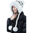 thumbnail image 1 of LinYooLi Bonnet Femme Mignon Pompon Tricoté Doublé Fausse Fourrure Chapeau Chaud d'Hiver, 1 of 7