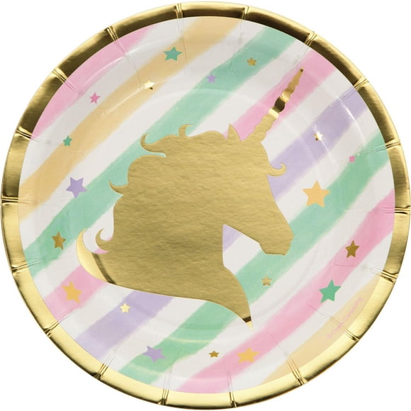 Assiettes à dessert de licorne étincelante 6,87 po, 8 ct.