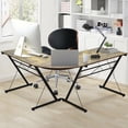 thumbnail image 3 of Gymax 59'' L-Shaped Corner Desk Home Office Computer Table Study Workstation Brown, 3 of 10