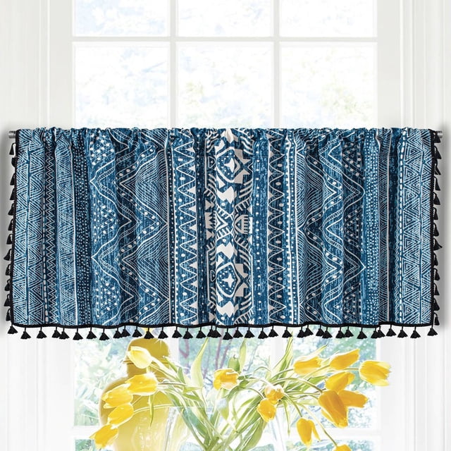 Lolmot Valance Curtains for Kitchen - Window Light Blocking Short Rod Pocket Curtain Panels for Small Window Bathroom Basement