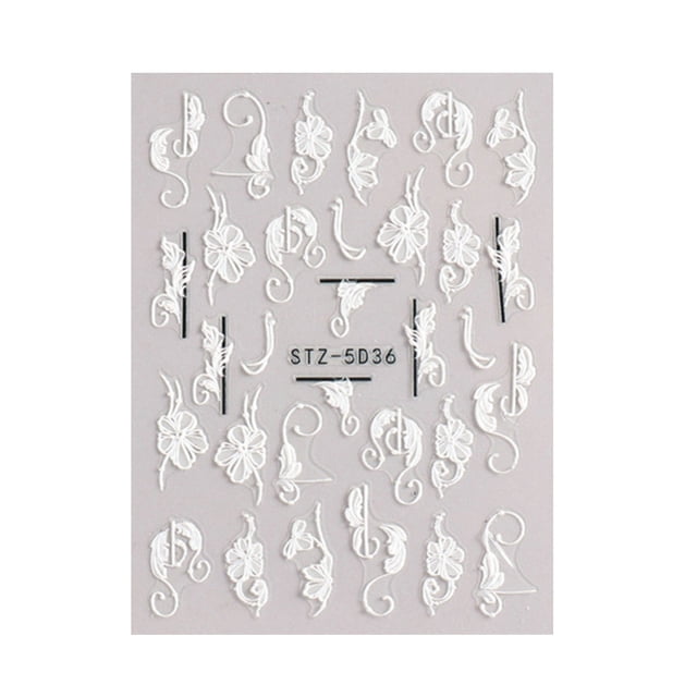6pcs Nail Sticker 5D CAMELLIA LILY Nail Sticker for Acrylic Nail Design Decoration