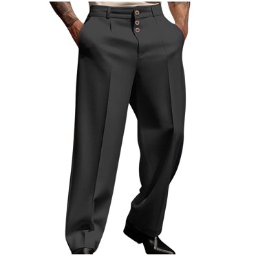 hoksml Pantalon Habillé pour Homme avec Poches avant Inclinées et Braguette à 3 Boutons, Couleur Unie, Pantalon Habillé Décontracté, devant Plat, Jambe Droite pour Bureau