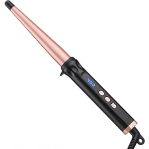 Lame de curling en ruban adhésif 0.5 à 1 Inch avec barreau long en céramique Tourmaline, curleur pour cheveux longs courts moyens, double tension pour le voyage, température réglable, fermeture automatique avec gant