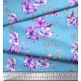 thumbnail image 2 of Soimoi Blue polyester Crepe Fabric Leaves & Flower Floral Print Sewing Fabric Yard 52 Inch Wide, 2 of 4