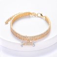 thumbnail image 2 of 2025 Personalized Dog Three Rows Cat Call Bell Rhinestone Bone Necklace Pet Soft Dog Treats Small Dogs Necklace In Adjustable Sizes Small Medium And Large For Boy And Cat Tie Dogs, 2 of 6
