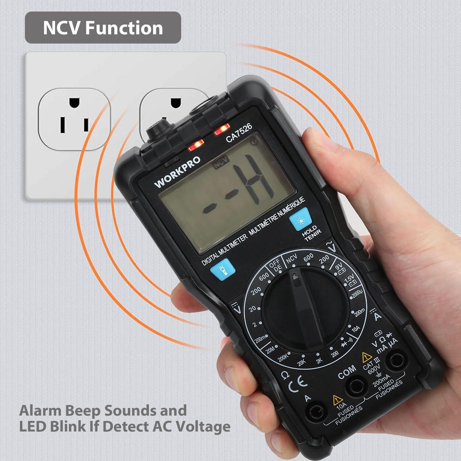 Kit de testeur électrique WorkPro 5 pièces, multimètre numérique, détecteur NCV, testeur de réceptacle GFCI, décapant de fil