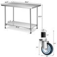 thumbnail image 2 of Costway Table de Travail de Cuisine Commerciale en Acier Inoxydable 30 Pieds' x 48 Pieds' avec 4 Roues, 2 of 10