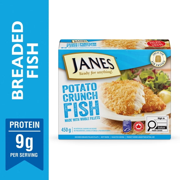 Janes® Potato Crunch Breaded Fish, 450g, Frozen Breaded Fish Fillets, Contains Pollock., Janes Potato Crunch Breaded Fish