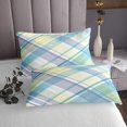 thumbnail image 3 of Erosebridal Blue Purple Green Aesthetic Coverlet Set Queen, Grid Checkered Bedding Set 3 Pieces, 3 of 5
