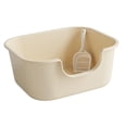 thumbnail image 1 of Open Top Pet Litter Tray Cat Litter Box High Sided Easy to Clean Extra Large Coffee Color, 1 of 9