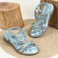 thumbnail image 4 of BOBOGOJP Kids Spring Shoes Girls Glitter Beach Shoes Shoes Flat Summer Shoes Glitter Shoes Boho Comfortable Sandals with Rhinestones Glitter Shoes Sky Blue for 13, 4 of 6