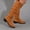 Brown, variant on Babysbule Womens Winter Boots ShoesWomen's Fall Winter Flock Color Long Boots Middle Heels Boots Pointed-Toe Knee High Boot