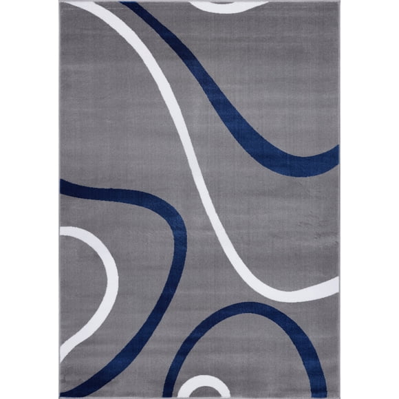 Tapis Moderne Contemporain à Motif Spiralé avec Sangles, Design Minimaliste, Tapis pour Salon Chambre Gris Blanc Bleu 4x6 5x8 6x9 8x10 Pieds