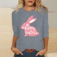 thumbnail image 2 of RKSTN Hauts pour Femmes Pâques Mignon Lapin Imprimé Coupe Ample Hauts Col Rond Manches 3/4 Printemps Été Blouse Douce, 2 of 4