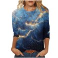 thumbnail image 2 of UPPADA Blouses pour Femmes Grande Taille à Manches 3/4, T-Shirts à Imprimé Floral Teintable, Chemises Décontractées Tendance à Col Rond, Chandails Confortables à Enfiler, Hauts Blouses Mignons d'Été, Hauts pour Femmes à Manches 3/4, Économie, 2 of 5