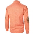 thumbnail image 3 of Fengqque Men's Fall Standing Collar Hooded Sweatshirt Jacket Knit Color Blocking Button Hooded Sweatshirt Orange 6(M), 3 of 4