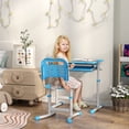 thumbnail image 2 of Qaba Ensemble Bureau et Chaise pour Enfants à Hauteur Réglable avec Plateau Inclinable, Bleu, 2 of 10