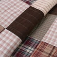 thumbnail image 2 of Cozy Line Home Fashions Brody Quilt Bedding Set, Chocolate Brown Plaid Grid Striped Real Patchwork,Reversible Coverlet, Bedspr, 2 of 2