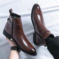 thumbnail image 4 of LSLJS Man Solid Color Sharp Tip Leather Buckle Decoration Zipper Gaobang British Style Boots, Mens Boots, Gift for Men, 4 of 5