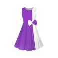 thumbnail image 1 of Girls Dress Color Block Contrast Bow Tie Purple White Party 8 Years, 1 of 6
