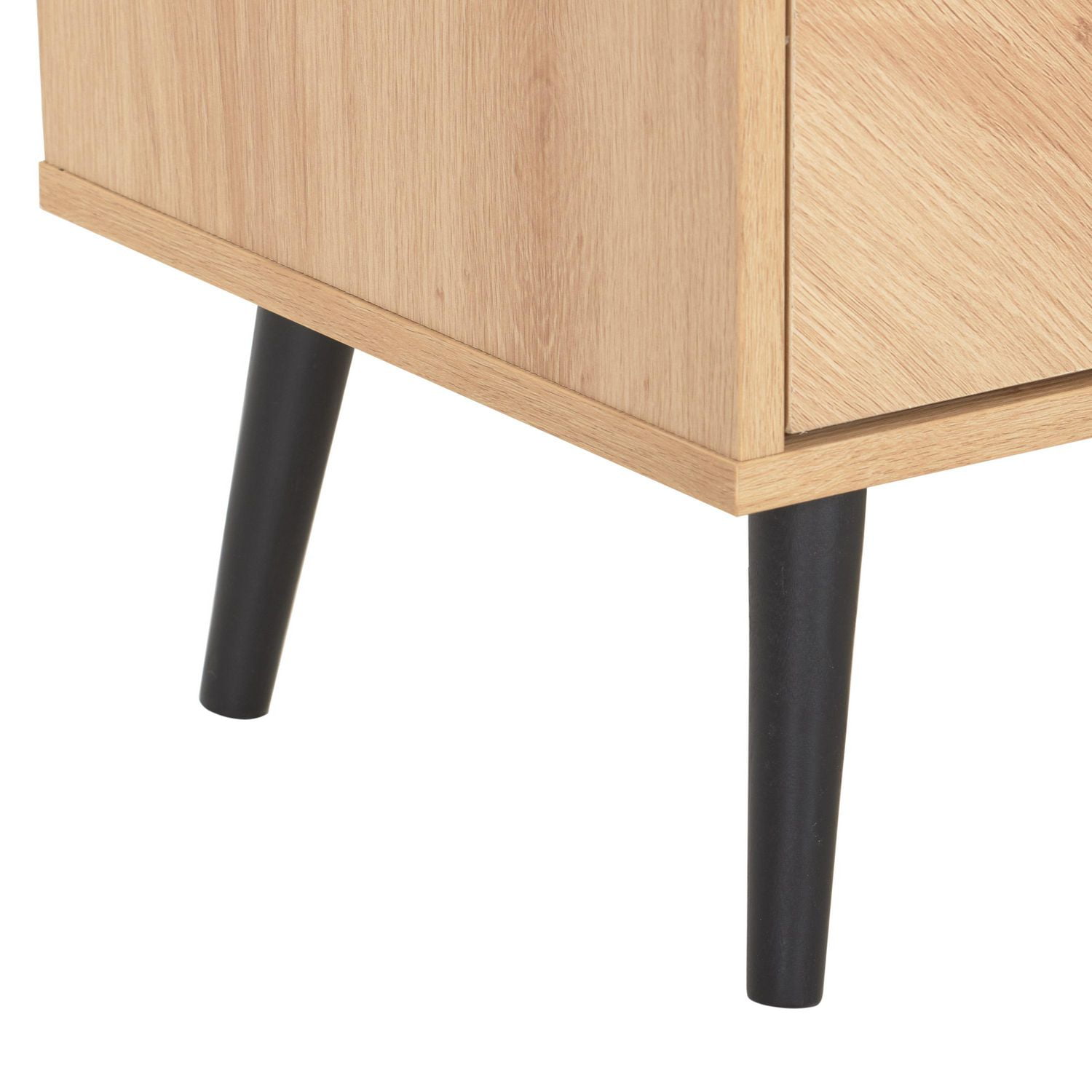 CorLiving Himari Engineered Wood Sideboard with Wood Legs, 2 Doors and 5 Shelves, Light Brown