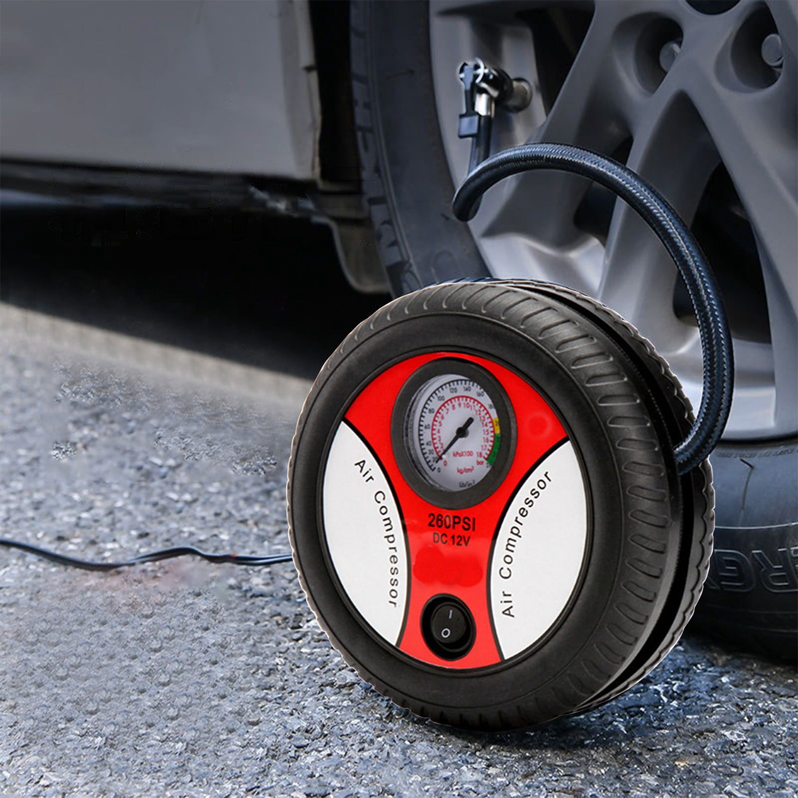 COFEST 260PSI Tire Inflator Portable Air Compressor Air Pump for Car Tires 12V Auto Tire Pump with Digital Pressure Gauge with Emergency LED Light Black