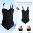 thumbnail image 2 of RELLECIGA Women's Ruched Neck Halter Twist Bandeau One Piece Swimwear Bathing Suits, 2 of 9
