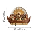 thumbnail image 2 of Elegant Wooden Wall Organizer for Entrance with 4 Hooks and Welcome Sign Functional Home Key Holder for Living Room Flat Mount Design Versatile Foyer Storage Home Accessory, 2 of 4