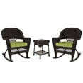 thumbnail image 1 of Jeco 3pc Wicker Rocker Chair Set in Espresso with Green Cushion, 1 of 11