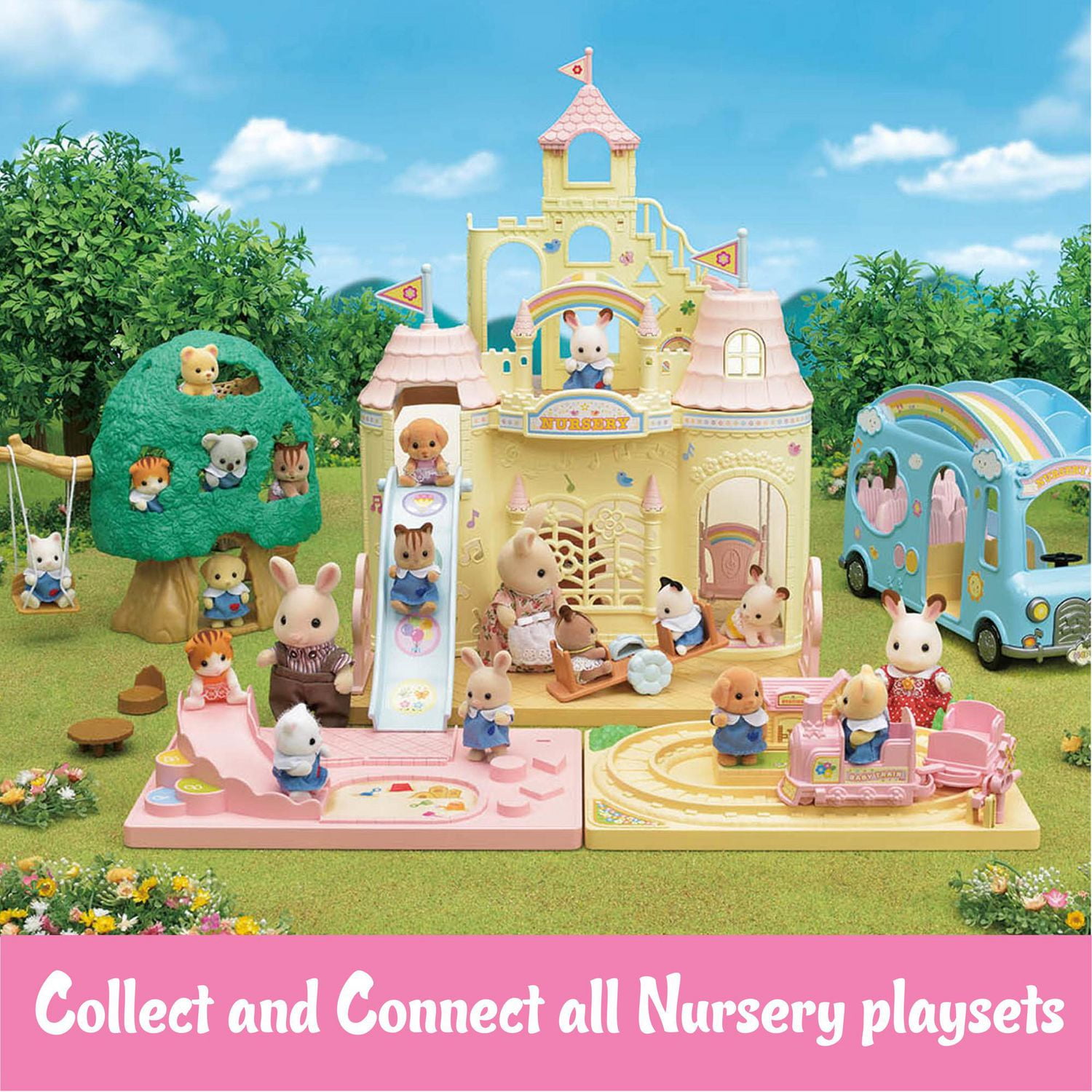 Petit train tchou-tchou des bébés de Calico Critters, ensemble pour maison de poupée avec figurine