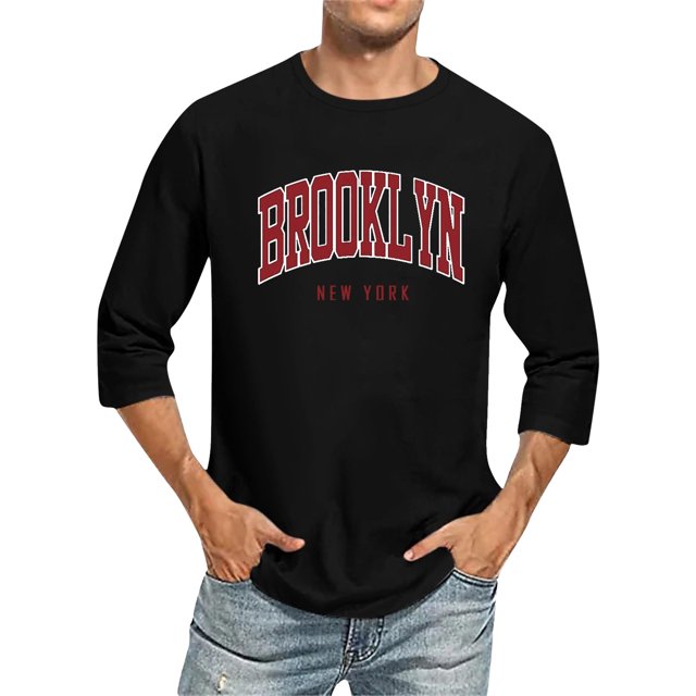 T-Shirts pour Homme Manches 3/4 Col Rond Confortable Couleur Graduée Ajusté Noir T-Shirts Graphiques pour Hommes Taille TTG