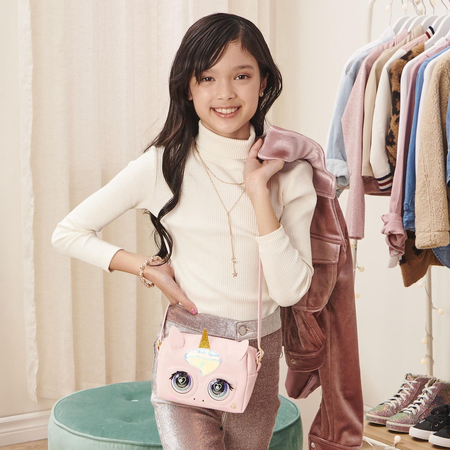Purse Pets, Glamicorn Unicorn, Sac animal interactif avec plus de 25 effets sonores et réactions, jouets pour les filles à partir de 5 ans