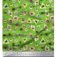 thumbnail image 1 of Soimoi Green Heavy Satin Fabric Direction Compass,Map & Airplane Travel Fabric Prints By Yard 54 Inch Wide, 1 of 3