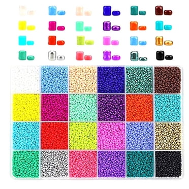 Perles de Bracelet pour Fabrication de Bijoux 24 Couleurs Perles de Riz en Verre Accessoires de Collier de Bracelet Perles de Collier Casse-Tête Perles pour Fabrication de Bijoux Perles de Verre pour Fabrication de Bracelets
