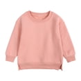 thumbnail image 1 of PMVFHDE Chandail à Col Rond pour Bébé Garçon Fille Couleur Unie Manches Longues Automne Printemps, Rose, 4-5 Ans, 1 of 5