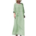 thumbnail image 1 of cfhntfmh Robes en Coton et Lin pour Femmes Décontractées à Col Rond à Manches Longues Longue Robe Maxi avec Poches Grande Taille Robe de Plage Fluide, 1 of 6