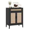 thumbnail image 1 of HOMCOM Boho Floor Storage Cabinet with Rattan Decorated Doors Drawer Black, 1 of 10